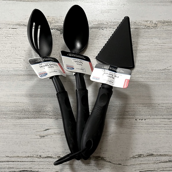 BRAND NEW! Nylon Pie Server, Spoon, and Slotted Spoon w/ Soft Grip Handles - Picture 2 of 2